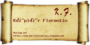 Káplár Florentin névjegykártya